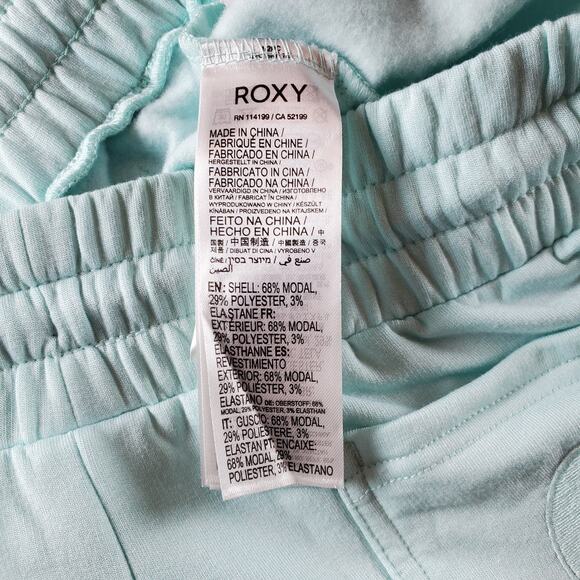 Roxy Womens XL Fleece Check Out Short Blue With Pockets New With Tags - Picture 4 of 6